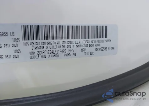 2020 Chrysler Pacifica Touring L Plus из США, поврежденный, VIN 2C4RC1EG4LR110425